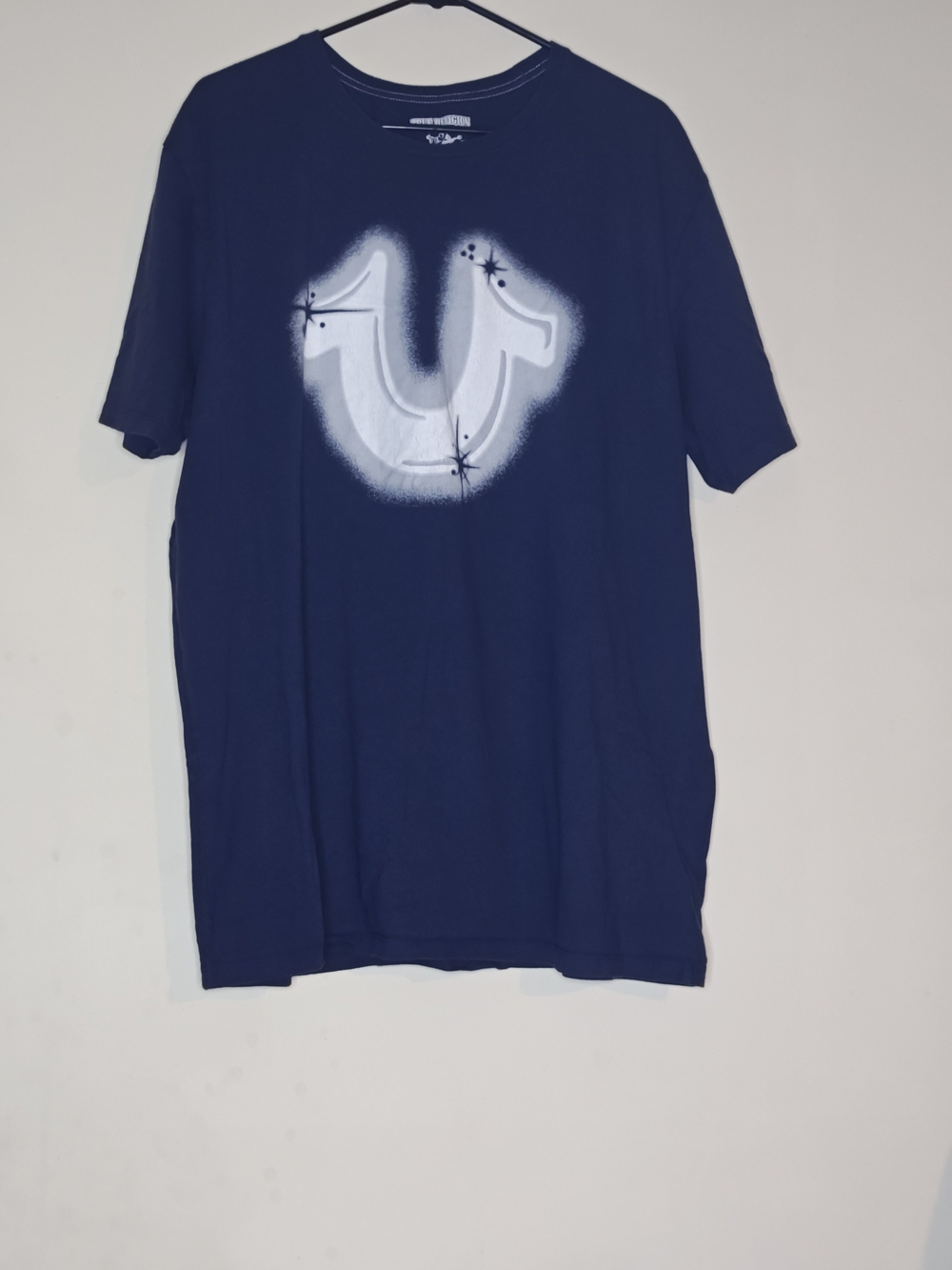 True Religion Navy Tee with White Spray-Logo XXXL